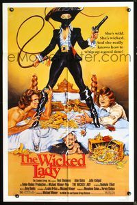 6x985 WICKED LADY 1sheet '83 Michael Winner, cool art of Faye Dunaway with pistol and whip!
