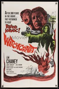 6x987 WITCHCRAFT 1sh '64 Lon Chaney Jr, they returned to reap BLOOD HAVOC!