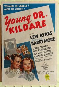 6x994 YOUNG DR. KILDARE 1sh '38 Lew Ayres, Lionel Barrymore & pretty Lynne Carver!