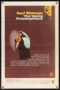 6x995 YOUNG PHILADELPHIANS 1sh '59 rich lawyer Paul Newman defends friend from murder charges!