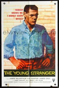 6x996 YOUNG STRANGER 1sh '57 first John Frankenheimer, art of James MacArthur!