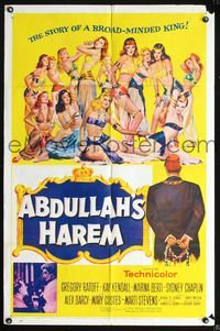 6y008 ABDULLAH'S HAREM 1sh '56 English sex in Egypt, art of 13 super sexy harem girls by Barton!