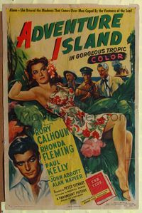 6y013 ADVENTURE ISLAND style A 1sh '47 artwork of sexy full-length Rhonda Fleming in sarong!