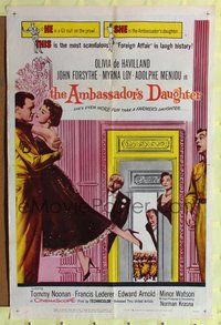 6y033 AMBASSADOR'S DAUGHTER 1sh '56 Olivia de Havilland, the most scanadalous foreign affair!