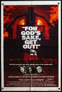 6y041 AMITYVILLE HORROR 1sh '79 AIP, great image of haunted house, for God's sake get out!
