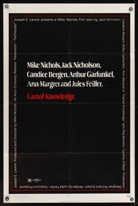 6y124 CARNAL KNOWLEDGE 1sh '71 Jack Nicholson, Candice Bergen, Art Garfunkel, Ann-Margret!