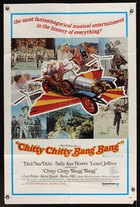6y137 CHITTY CHITTY BANG BANG style B 1sh '69 Dick Van Dyke, Sally Ann Howes, art of wild flying car