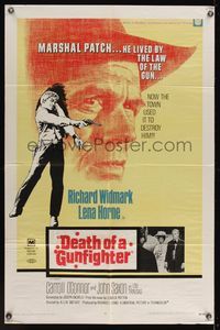 6y172 DEATH OF A GUNFIGHTER 1sh '69 art of Richard Widmark, he lived by the law of the gun!