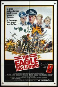 6y200 EAGLE HAS LANDED 1sh '77 cool art of Michael Caine in World War II by Robert Tanenbaum!