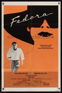 6y220 FEDORA 1sh '78 Billy Wilder directed, William Holden, cool art of Marthe Keller!