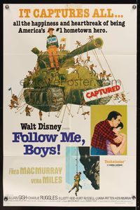 6y230 FOLLOW ME BOYS 1sh R76 Fred MacMurray leads Boy Scouts, young Kurt Russell, Walt Disney!