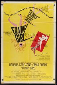 6y258 FUNNY GIRL 1sh '69 Barbra Streisand, Omar Sharif, directed by William Wyler!