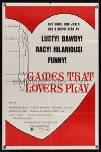 6y262 GAMES THAT LOVERS PLAY 1sh '74 Malcolm Leigh, lusty, bawdy, racy, hilarious!
