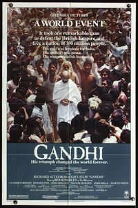 6y263 GANDHI 1sh '82 Ben Kingsley as The Mahatma, directed by Richard Attenborough!