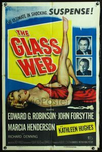 6y276 GLASS WEB 1sh '53 Edward G. Robinson, John Forsythe, art of sexy nearly naked girl!