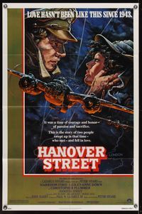 6y318 HANOVER STREET 1sh '79 cool art of Harrison Ford & Lesley-Anne Down in World War II by Alvin!