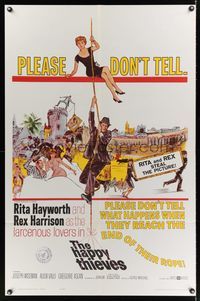 6y322 HAPPY THIEVES 1sh '62 cool artwork of Rita Hayworth & Rex Harrison!