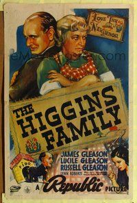 6y338 HIGGINS FAMILY 1sh '38 Lynne Roberts, James, Lucile & Russell Gleason!