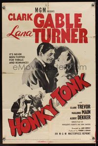 6y350 HONKY TONK 1sh R55 Clark Gable & Lana Turner, never been topped for thrills!