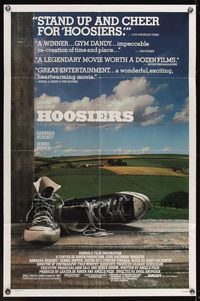 6y351 HOOSIERS reviews 1sh '86 Indiana college sports, best basketball movie ever, great image!
