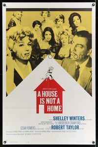 6y354 HOUSE IS NOT A HOME 1sh '64 Shelley Winters, Robert Taylor & 7 sexy hookers in brothel!