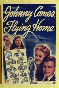 6y407 JOHNNY COMES FLYING HOME 1sh '46 Richard Crane, Faye Marlowe, Martha Stewart!