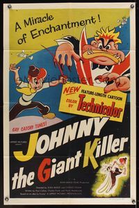 6y408 JOHNNY THE GIANT KILLER 1sh '53 full-length cartoon feature w/gay catchy tunes!