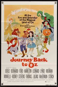 6y411 JOURNEY BACK TO OZ 1sh '74 animated cartoon, Milton Berle, Ethel Merman and Liza Minnelli!