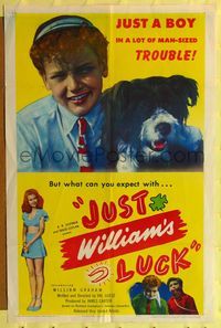 6y422 JUST WILLIAM'S LUCK 1sh '48 Val Guest, great close-up of William Graham and pooch!