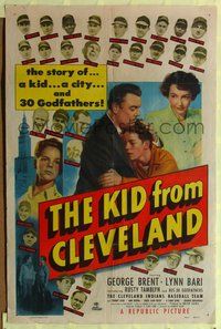 6y426 KID FROM CLEVELAND 1sh '49 baseball, George Brent, Lynn Bari & the Cleveland Indians!