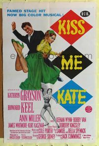 6y429 KISS ME KATE 1sh '53 great image of Howard Keel spanking Kathryn Grayson, sexy Ann Miller!