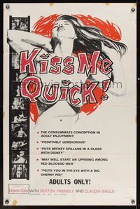 6y430 KISS ME QUICK 1sh '64 wild horror sex, many images of sexy girls!