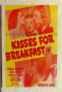 6y433 KISSES FOR BREAKFAST 1sh '41 Jane Wyatt, Dennis Morgan, Shirley Ross!