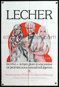 6y459 LECHER 1sh '75 Robert Bell, Jody Bright, a man given to promiscuous sexual indulgence!