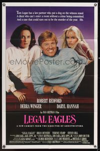 6y461 LEGAL EAGLES 1sh '86 Robert Redford, Daryl Hannah, Debra Winger, directed by Ivan Reitman!