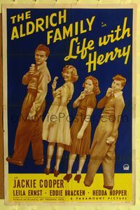 6y470 LIFE WITH HENRY 1sh '40 great image of Jackie Cooper as Henry Aldrich, all-American teen!
