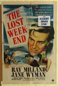 6y001 LOST WEEKEND style A 1sh '45 many images of alcoholic Ray Milland, directed by Billy Wilder!
