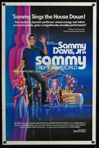 6y722 SAMMY STOPS THE WORLD 1sh '78 cool art of Sammy Davis Jr. by C.W. Taylor!
