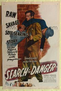 6y739 SEARCH FOR DANGER 1sh '49 cool film noir art of John Calvert as The Falcon!