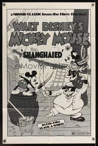 6y762 SHANGHAIED 1sh R74 cool art of Mickey Mouse dueling Pegleg Pete w/swordfish!