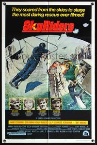 6y782 SKYRIDERS style A 1sh '76 cool art of James Coburn on helicopter attacked by hang glider!