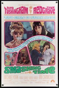 6y787 SMASHING TIME 1sh '68 Rita Tushingham, Lynn Redgrave, two sexy girls go stark mod!