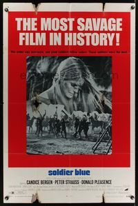 6y791 SOLDIER BLUE 1sh '70 Candice Bergen, Peter Strauss, Donald Pleasence in most savage film!