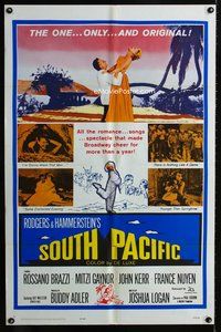 6y802 SOUTH PACIFIC 1sh R64 Rossano Brazzi, Mitzi Gaynor, Rodgers & Hammerstein musical!