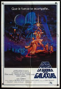 6y819 STAR WARS Spanish/U.S. 1sh '77 George Lucas classic sci-fi epic, art by Greg & Tim Hildebrandt!