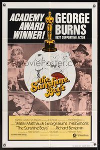 6y838 SUNSHINE BOYS awards 1sh '75 great Al Hirschfeld art of George Burns, Matthau & Meredith!