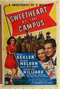 6y846 SWEETHEART OF THE CAMPUS 1sh '41 Ruby Keeler, Ozzie & Harriet, cool big band image!