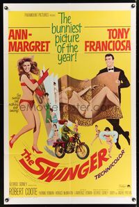 6y849 SWINGER 1sh '66 super sexy Ann-Margret, Tony Franciosa, the bunniest picture of the year!