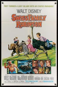 6y851 SWISS FAMILY ROBINSON 1sh R69 John Mills, Walt Disney family fantasy classic!