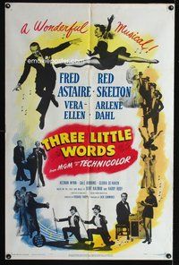 6y875 THREE LITTLE WORDS 1sh '50 Fred Astaire, Red Skelton & super sexy dancing Vera-Ellen!